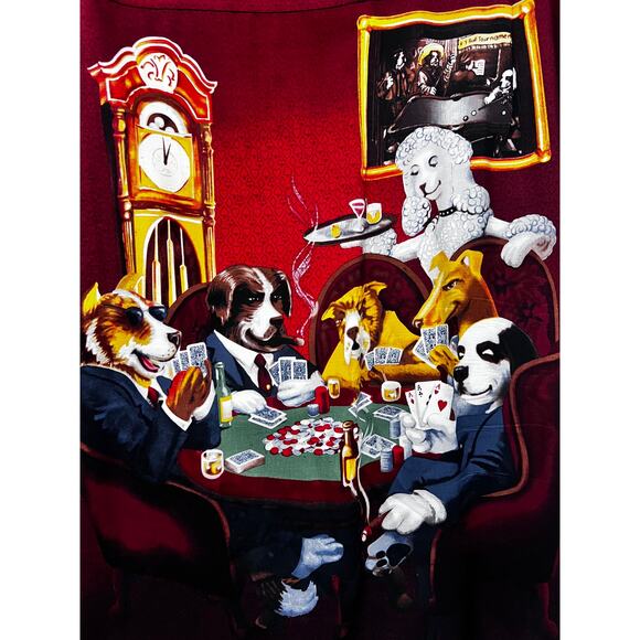 Big Dogs Mens Vintage Playing Poker All Over Print Button Up Shirt 2XL - Picture 4 of 6